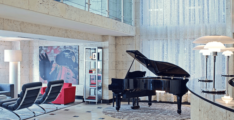 Lobby of Hotel George in Washington DC