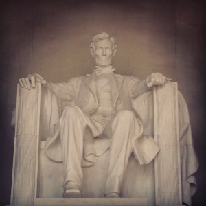 A 19-foot statue of Abraham Lincoln sits in the center of the Lincoln Memorial