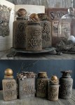 DIY Witches Potions made from plastic medicine and vitamin bottles, and a spice tin.