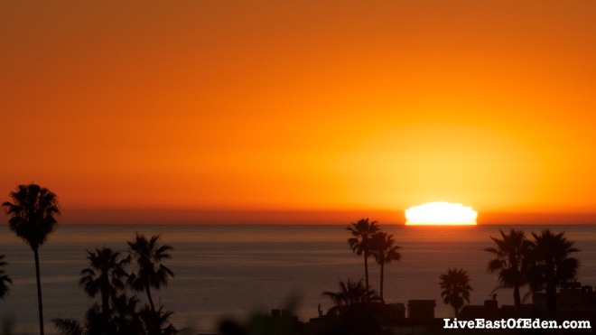Sunset over the ocean in Newport Beach, California